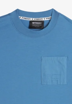 Freddy T-shirt da uomo in jersey con taschino e stampa in tono-Uomo T-shirts E Polo