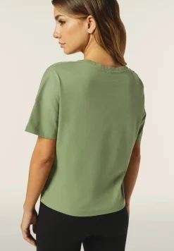 Freddy T-shirt donna comfort fit corta con stampa e spacchi-Donna Fitness|T-shirts