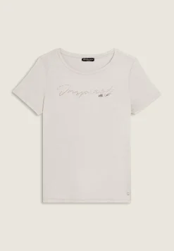 Freddy T-shirt donna con grafica in strass e logo sul fondo-Donna T-shirts