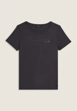 Freddy T-shirt donna con grafica in strass e logo sul fondo-Donna T-shirts