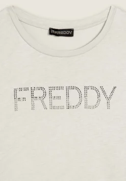Freddy T-shirt donna con logo in strass bicolori-Donna Ginnastica|T-shirts