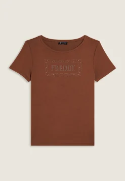 Freddy T-shirt donna con logo strass e glitter-Donna T-shirts
