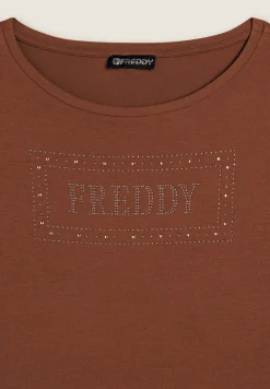 Freddy T-shirt donna con logo strass e glitter-Donna T-shirts