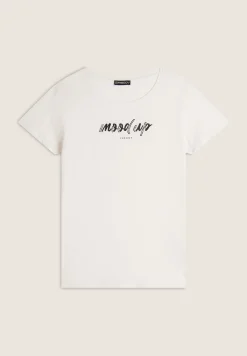 Freddy T-shirt donna girocollo con scritta decorata da strass-Donna T-shirts