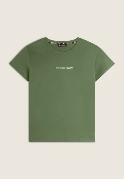 Freddy T-shirt donna girocollo in jersey con piccola stampa-Donna Fitness|T-shirts