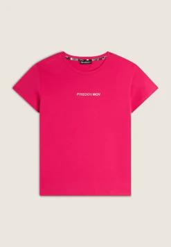 Freddy T-shirt donna girocollo in jersey con piccola stampa-Donna Fitness|T-shirts
