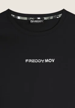 Freddy T-shirt donna girocollo in jersey con piccola stampa-Donna Fitness|T-shirts