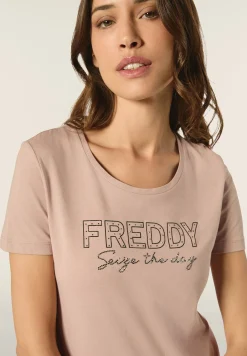 Freddy T-shirt donna in jersey con Logo in Strass-Donna Ginnastica|T-shirts