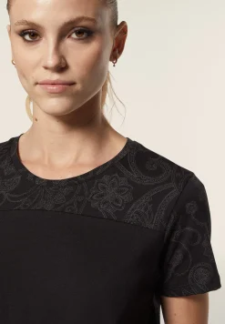 Freddy T-shirt donna in jersey con dettagli paisley-Donna Ginnastica|T-shirts