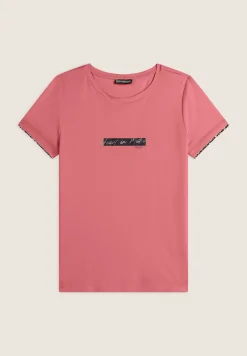 Freddy T-shirt donna in jersey viscosa con inserto animalier-Donna T-shirts