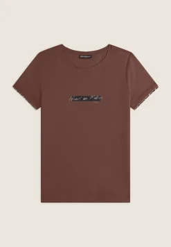 Freddy T-shirt donna in jersey viscosa con inserto animalier-Donna T-shirts