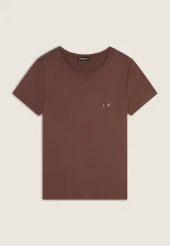 Freddy T-shirt donna in jersey viscosa scritta composta da borchie-Donna T-shirts