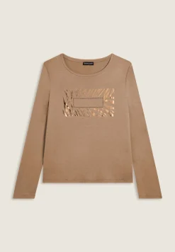 Freddy T-shirt donna manica lunga con logo strass-Donna T-shirts