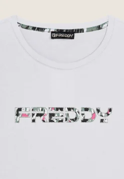 Freddy T-shirt donna manica lunga in jersey con logo maculato-Donna Fitness|T-shirts