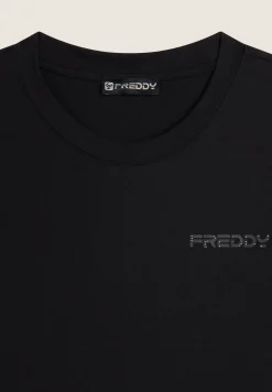 Freddy T-shirt donna regular fit con dettagli floreali-Donna Pilates|Ginnastica