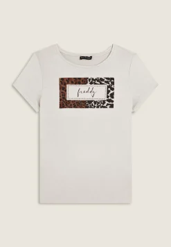 Freddy T-shirt donna stampa animalier e strass-Donna T-shirts