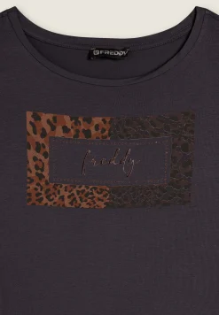 Freddy T-shirt donna stampa animalier e strass-Donna T-shirts