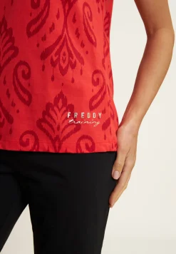 Freddy T-shirt floreale in jersey con maniche a kimono-Donna Pilates|Ginnastica