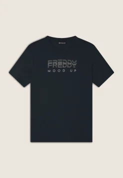 Freddy T-shirt girocollo con grafica dorata e perline-Donna Padel|Pilates