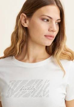 Freddy T-shirt in cotone Supima con logo e borchiette-Donna T-shirts