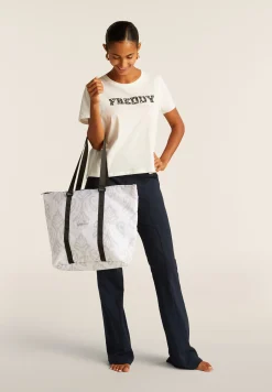 Freddy T-shirt in cotone Supima con logo maculato bicolore-Donna T-shirts