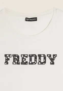 Freddy T-shirt in cotone Supima con logo maculato bicolore-Donna T-shirts