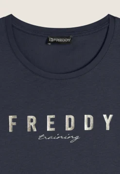 Freddy T-shirt in jersey con logo oro chiaro sul fronte-Donna Pilates|Ginnastica