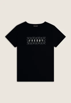 Freddy T-shirt in jersey leggero con grafica floreale-Donna Pilates|Ginnastica