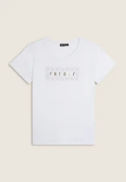 Freddy T-shirt in jersey leggero con grafica floreale-Donna Pilates|Ginnastica
