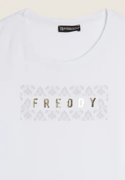 Freddy T-shirt in jersey leggero con grafica floreale-Donna Pilates|Ginnastica