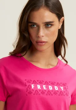 Freddy T-shirt in jersey leggero con grafica floreale-Donna Pilates|Ginnastica