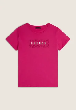 Freddy T-shirt in jersey leggero con grafica floreale-Donna Pilates|Ginnastica