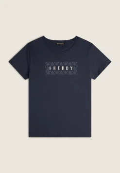 Freddy T-shirt in jersey leggero con grafica floreale-Donna Pilates|Ginnastica