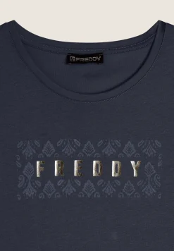 Freddy T-shirt in jersey leggero con grafica floreale-Donna Pilates|Ginnastica