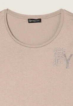 Freddy T-Shirt in jersey modal con Logo FY e Dettagli in Strass-Donna T-shirts
