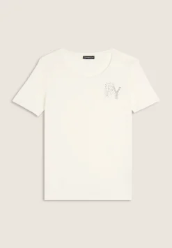 Freddy T-Shirt in jersey modal con Logo FY e Dettagli in Strass-Donna T-shirts