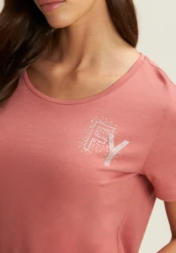 Freddy T-Shirt in jersey modal con Logo FY e Dettagli in Strass-Donna T-shirts