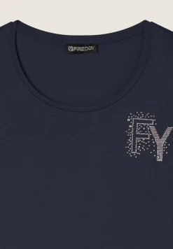 Freddy T-Shirt in jersey modal con Logo FY e Dettagli in Strass-Donna T-shirts