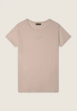 Freddy T-Shirt in jersey modal con Strass e Taglio Arrotondato-Donna T-shirts