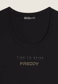Freddy T-shirt in jersey stretch con grafica bicolore-Donna Padel|Pilates