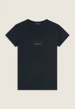 Freddy T-shirt in jersey stretch con grafica bicolore-Donna Padel|Pilates