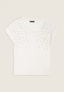Freddy T-shirt in jersey viscosa con borchie e scollo a V-Donna T-shirts