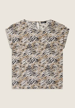 Freddy T-shirt in viscosa animalier con spacchi dotati di zip-Donna T-shirts