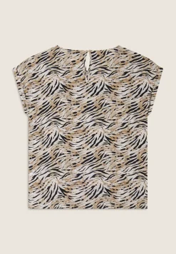 Freddy T-shirt in viscosa animalier con spacchi dotati di zip-Donna T-shirts