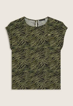 Freddy T-shirt in viscosa animalier con spacchi dotati di zip-Donna T-shirts