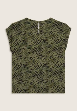 Freddy T-shirt in viscosa animalier con spacchi dotati di zip-Donna T-shirts