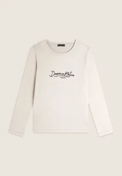 Freddy T-shirt manica lunga in jersey viscosa con scritta fantasia-Donna T-shirts