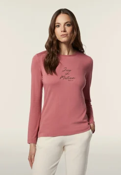 Freddy T-shirt manica lunga in jersey viscosa con scritta dorata-Donna T-shirts