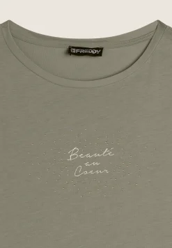 Freddy T-shirt regular con grafica oro chiaro-Donna T-shirts