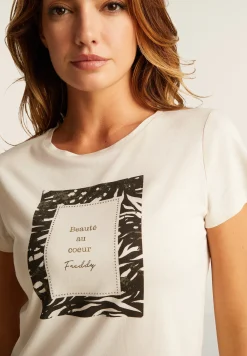 Freddy T-shirt regular fit con grafica e borchie dorate-Donna T-shirts